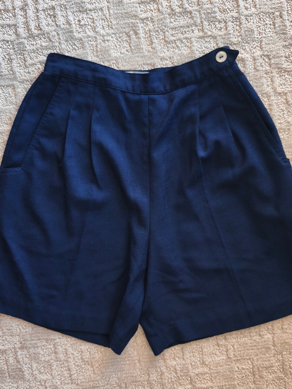 VTG Hanasport Women's Shorts Size 8 Dark Blue Denim Pockets High Waist Casual